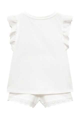 Pyjama coton volants - Blanc cassé