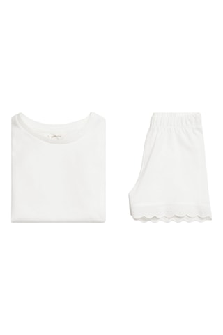 Pyjama coton volants - Blanc cassé