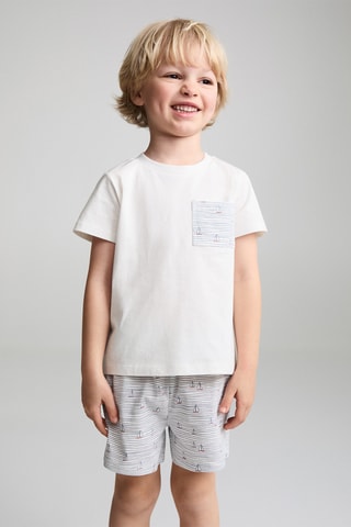 Pyjama court imprimé - Blanc cassé