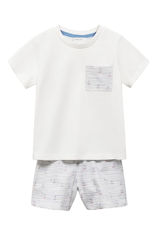 Pyjama court imprimé - Blanc cassé