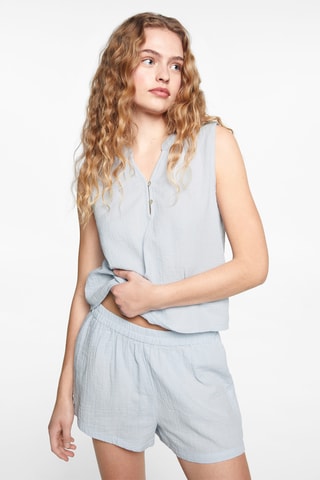 Pyjama court en coton - Bleu
