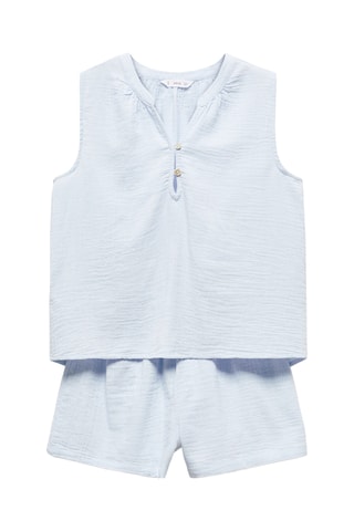 Pyjama court en coton - Bleu
