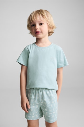 Pyjama court imprimé - Vert d'eau