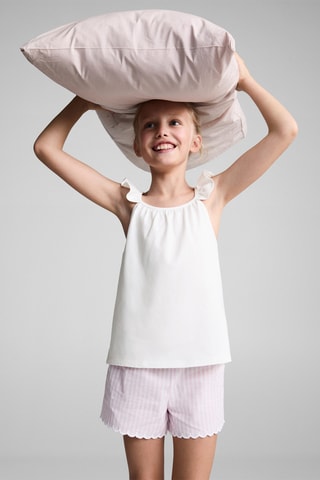 Pyjama court coton rayures - Rose
