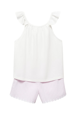 Pyjama court coton rayures - Rose