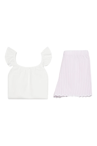 Pyjama court coton rayures - Rose