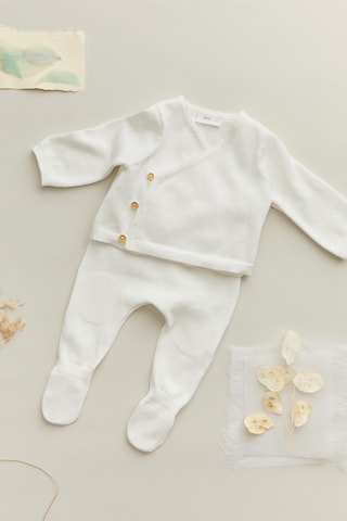 Pull-over maille détail boutons - Blanc