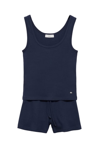 Lot pyjama court coton - Bleu marine