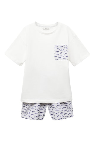 Pyjama court imprimé - Gris chiné