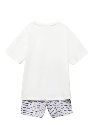 Pyjama court imprimé - Gris chiné