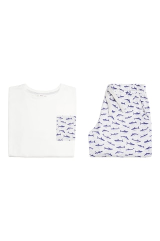 Pyjama court imprimé - Gris chiné