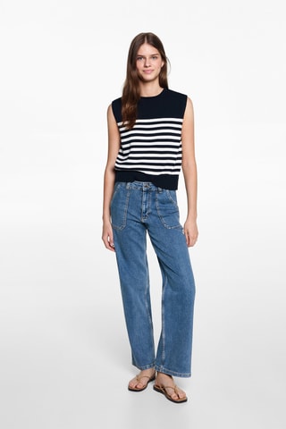 Jean style jupe-culotte poches - Bleu