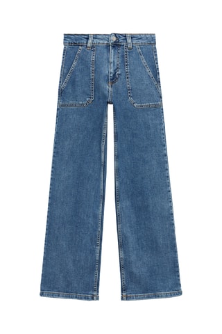 Jean style jupe-culotte poches - Bleu
