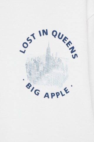 T-shirt manches longues imprimé - Blanc cassé