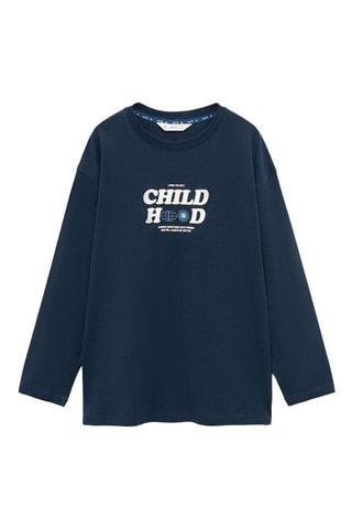 T-shirt manches longues imprimé - Bleu marine