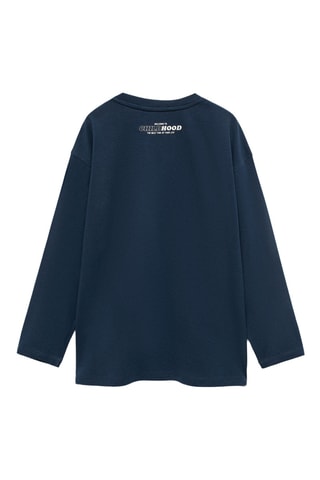 T-shirt manches longues imprimé - Bleu marine