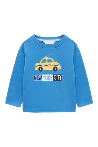 T-shirt manches longues imprimé - Bleu électrique