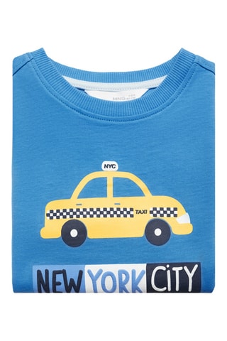 T-shirt manches longues imprimé - Bleu électrique