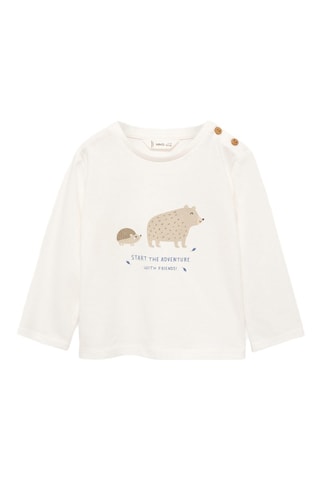 T-shirt manches longues imprimé - Blanc cassé