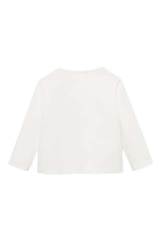 T-shirt coton détail brodé - Blanc cassé