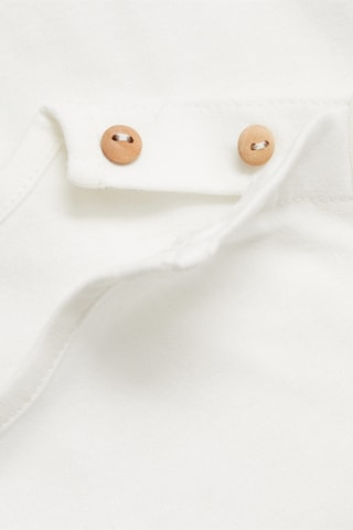 T-shirt coton détail brodé - Blanc cassé