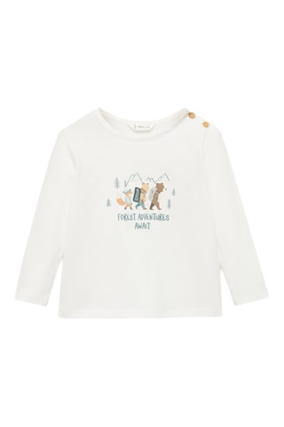 T-shirt coton imprimé - Blanc cassé