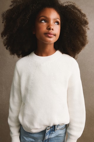 Pull-over maille côtelée - Blanc cassé
