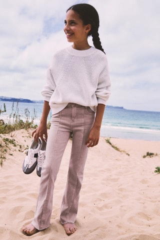 Pull-over maille côtelée - Blanc cassé