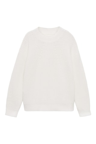 Pull-over maille côtelée - Blanc cassé