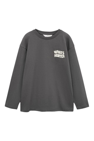 T-shirt manches longues imprimé - Anthracite