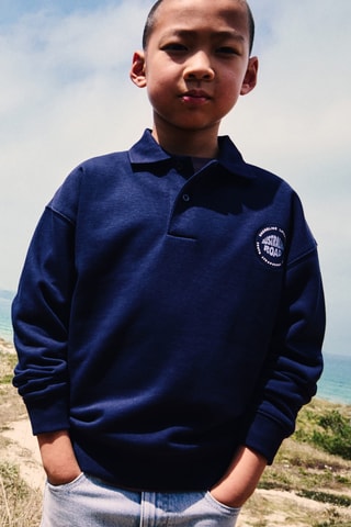 Sweat-shirt polo message - Bleu marine