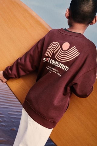 Sweat-shirt coton imprimé - Bordeaux