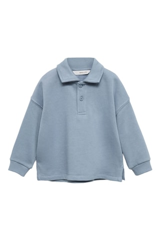 Sweat-shirt col polo - Bleu