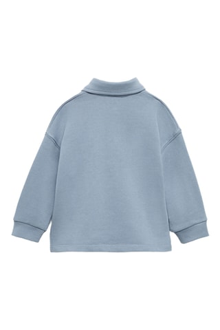 Sweat-shirt col polo - Bleu