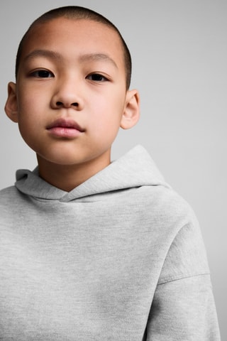 Sweat-shirt zippé à capuche - Gris chiné