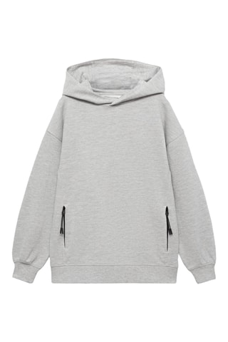 Sweat-shirt zippé à capuche - Gris chiné