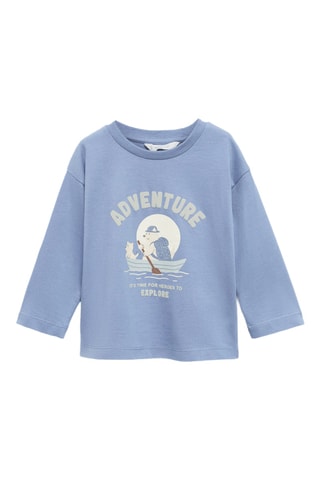 T-shirt manches longues imprimé - Bleu