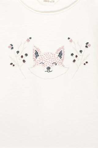 T-shirt détail brodé - Blanc cassé