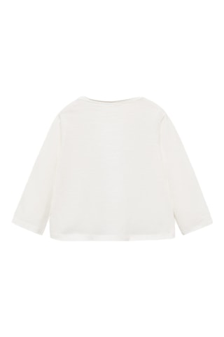 T-shirt manches longues imprimé relief - Blanc cassé