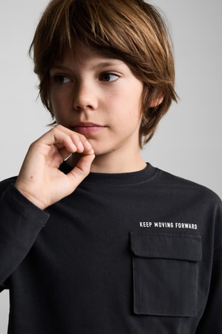T-shirt manches longues poches - Noir
