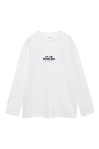 T-shirt manches longues imprimé - Blanc cassé