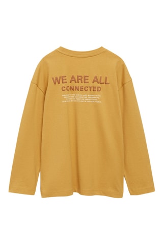 T-shirt manches longues imprimé relief - Ocre