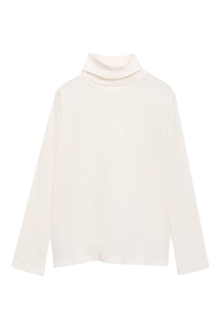 T-shirt manches longues col roulé - Blanc cassé