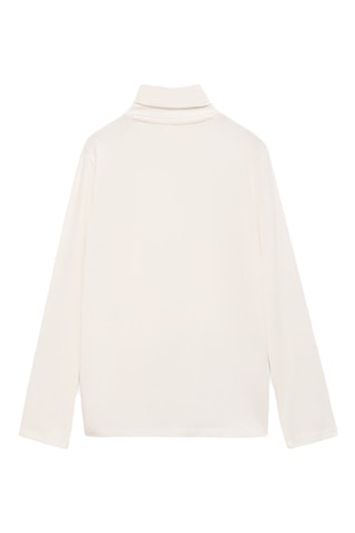 T-shirt manches longues col roulé - Blanc cassé