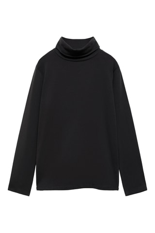 T-shirt manches longues col roulé - Noir