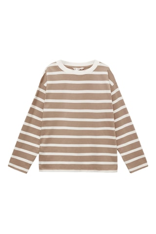T-shirt manches longues rayures - Sable