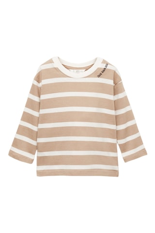 T-shirt rayures détail brodé - Sable