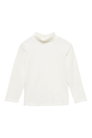 T-shirt en coton à col roulé - Blanc cassé