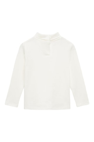 T-shirt en coton à col roulé - Blanc cassé