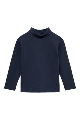 T-shirt en coton à col roulé - Bleu marine